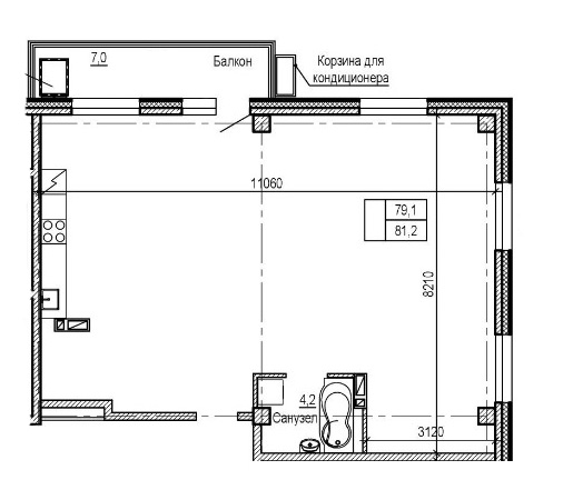 ЖК Партизанская 4, 2-комн кв 81,2 м2, за 11 368 000 ₽, 2 этаж